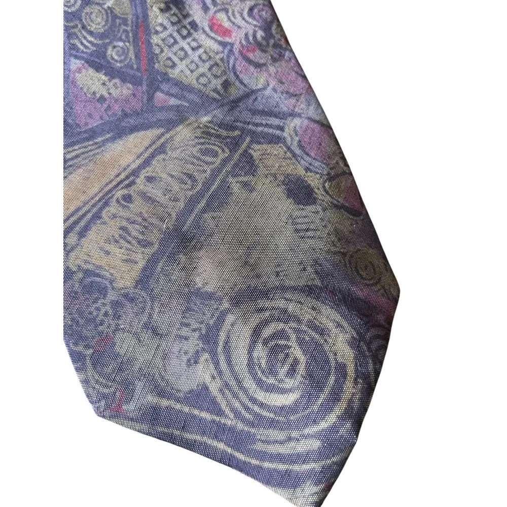VTG LOT OF 2, Men's Neck Tie STRUCTURE BRAND Silk & Rayon FLORAL & ABSTRACT